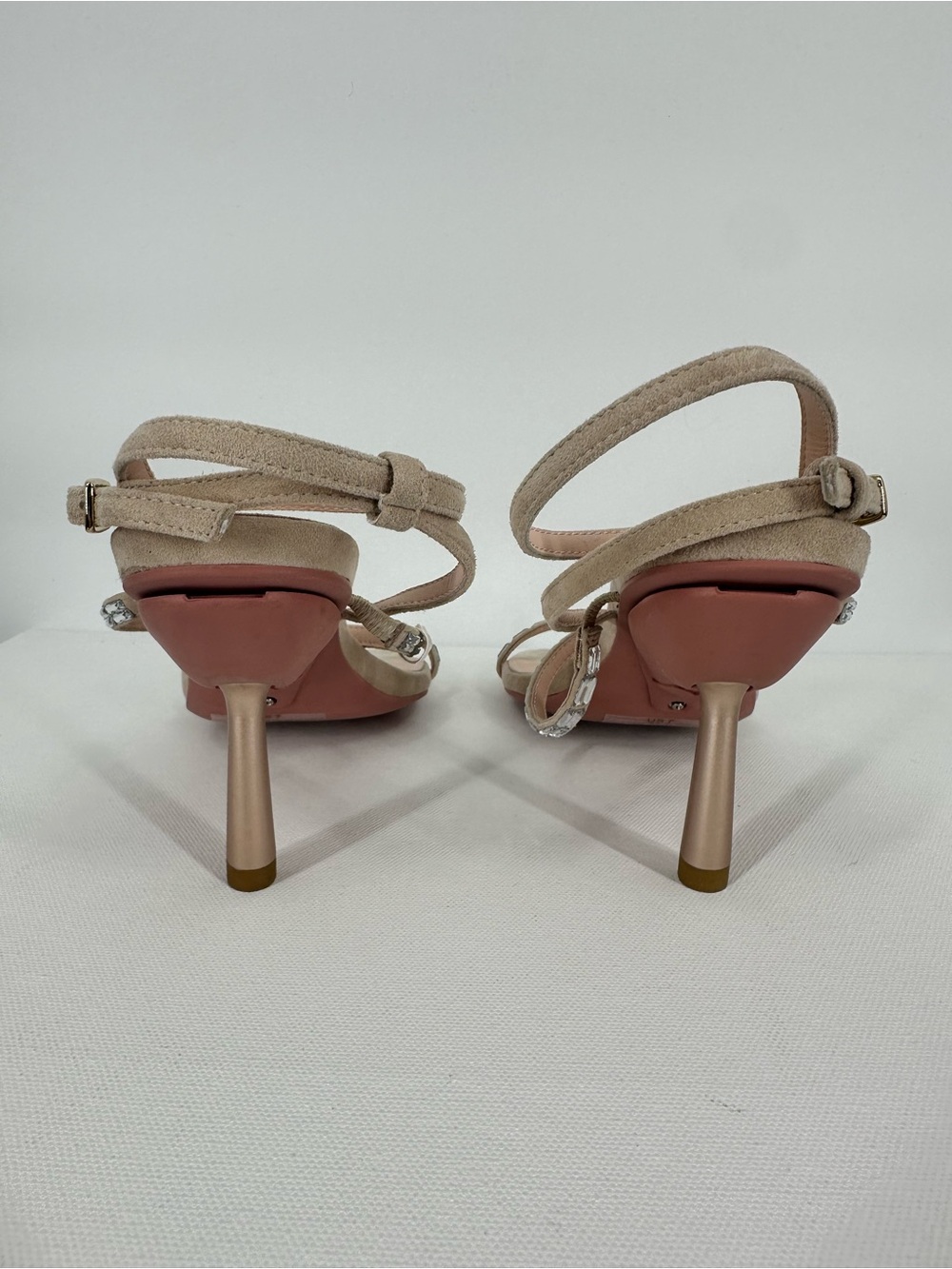 VICE VERSA Marina Beige Crystal Strap Convertible Sandel Heels to Flats Size 7 - Picture 5 of 16